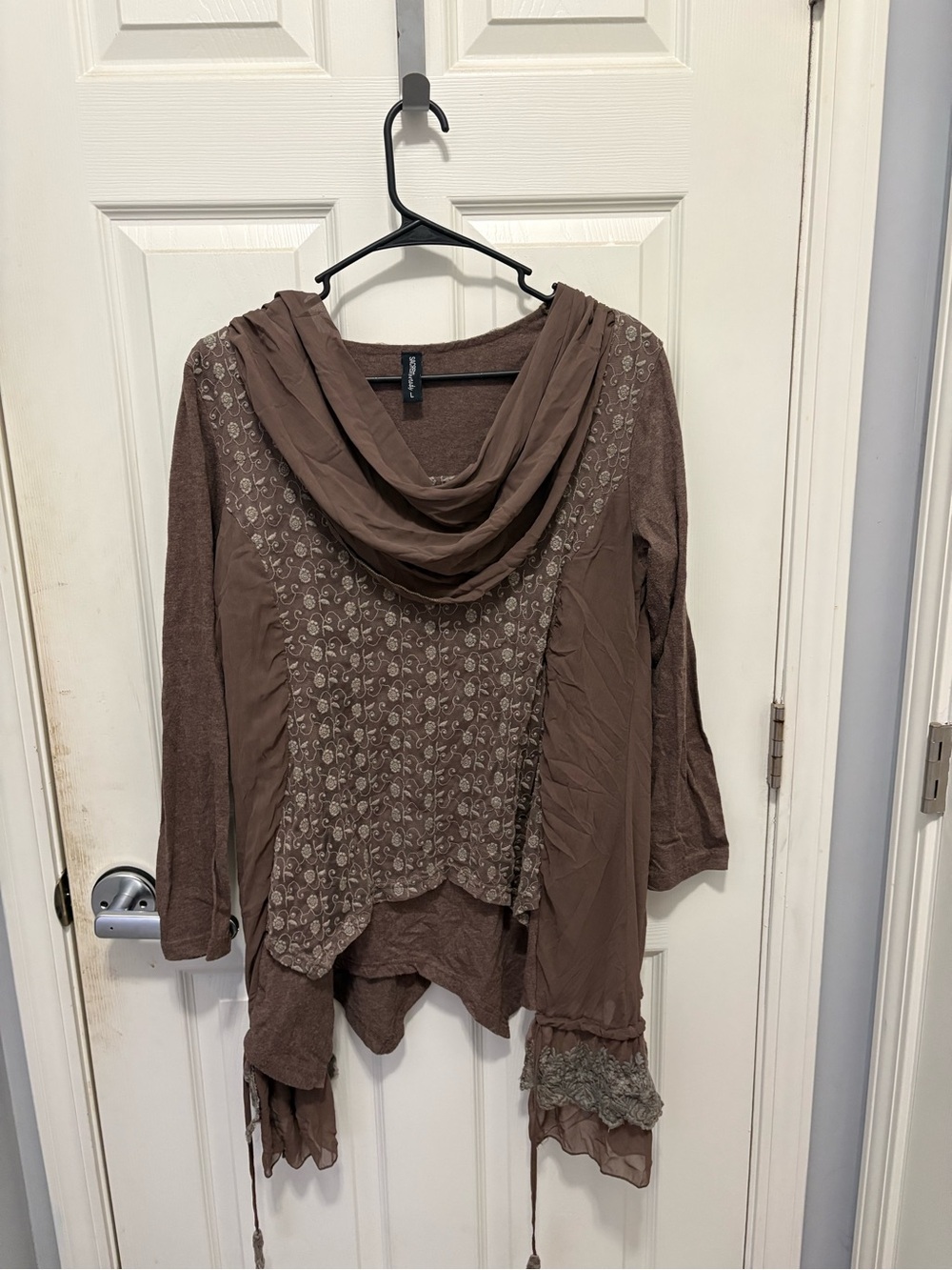 Sacred Threads L Brown Embroidered Boho Tunic Y2K Lagenlook